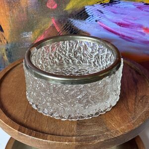 Davidson Brama Luna Vintage Bark Pebble Silver Rim Glass Bowl Centerpiece